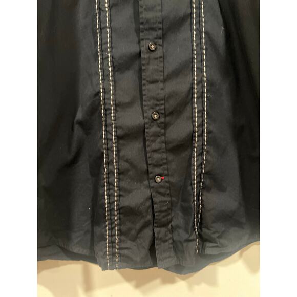 American Vintage Mens Cotton Embroidered Western Button-up Shirt  Black - Picture 4 of 7
